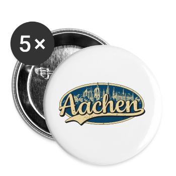 Aachen Vintage Stadtmotiv - Buttons groß 56 mm (5er Pack) - Weiß - Vorne