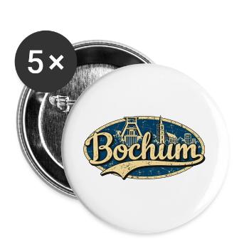 Bochum Vintage Stadtmotiv - Buttons groß 56 mm (5er Pack) - Weiß - Vorne