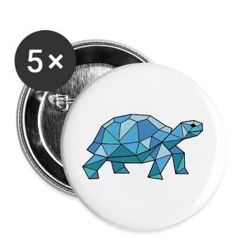 Walking Poly Schildkröte - Buttons groß 56 mm (5er Pack) - Weiß - Vorne