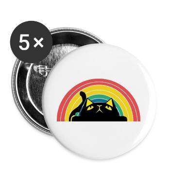 Katze Regenbogen Silhouette - Buttons groß 56 mm (5er Pack) - Weiß - Vorne