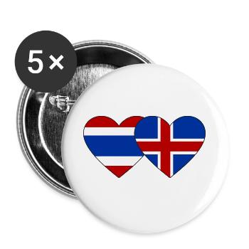 Thailand Island Flagge Herzform - Buttons groß 56 mm (5er Pack) - Weiß - Vorne