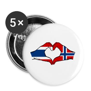 Thailand Schweden Flagge Hände Herzform - Buttons groß 56 mm (5er Pack) - Weiß - Vorne