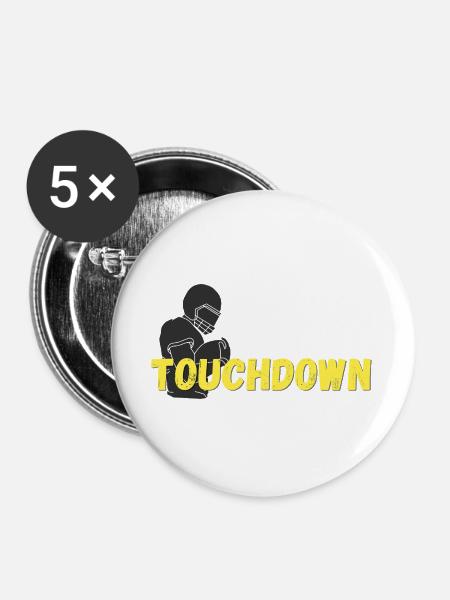 Touchdown Football - Buttons groß 56 mm (5er Pack) - Weiß