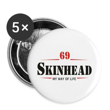 Working Class Skinhead Oi! Antiracist Bootboys My - Buttons groß 56 mm (5er Pack) - Weiß - Vorne