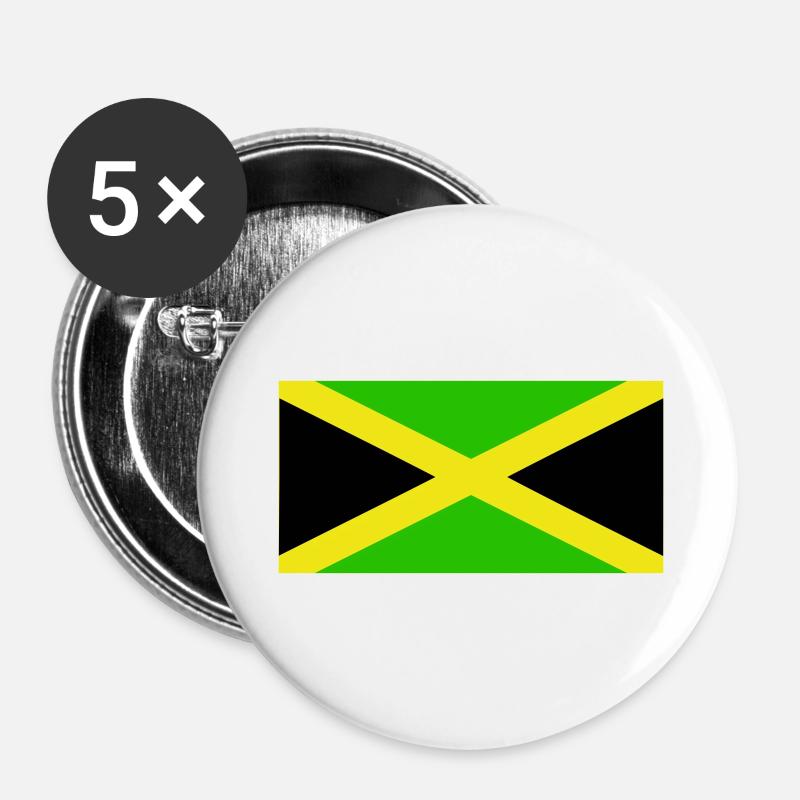 Jamaica flag - Buttons large 2.2''/56 mm (5-pack) - white