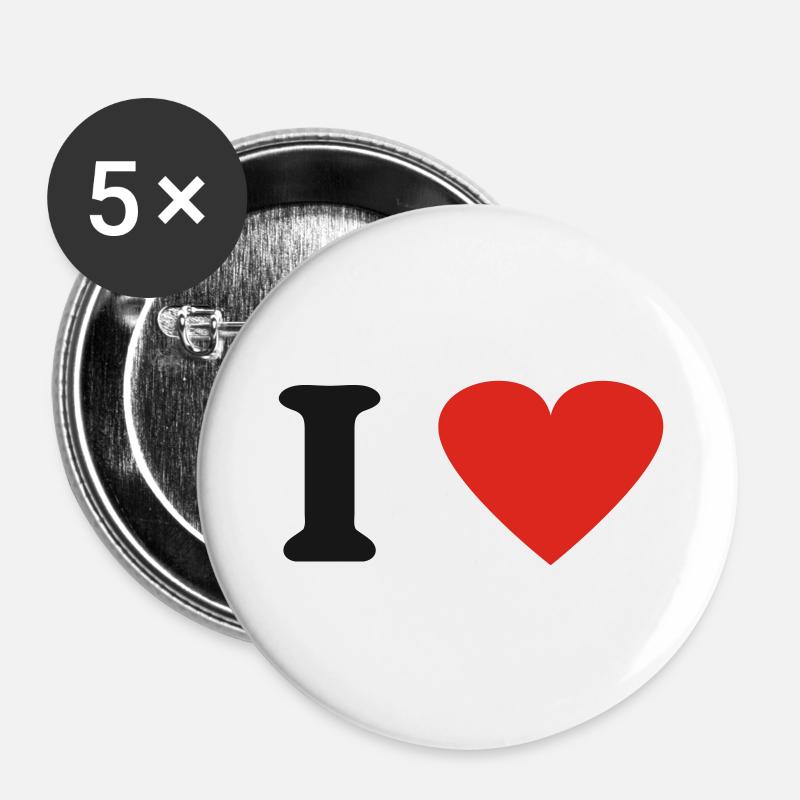 I Love - Buttons large 2.2''/56 mm (5-pack) - white