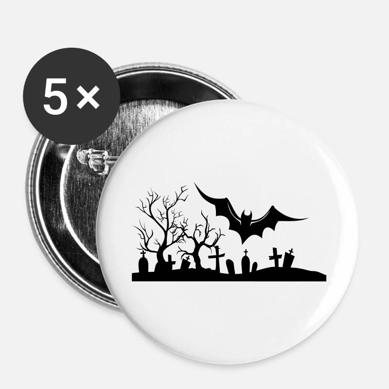 halloween - Buttons large 2.2''/56 mm (5-pack) - white