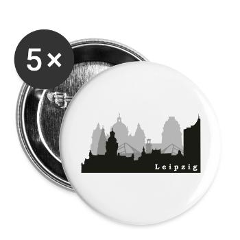 Leipzig Skyline - Buttons groß 56 mm (5er Pack) - Weiß - Vorne