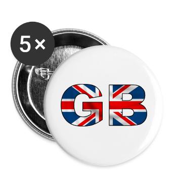 GB Union Jack - Buttons groß 56 mm (5er Pack) - Weiß - Vorne