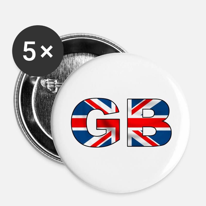 GB Union Jack - Buttons large 2.2''/56 mm (5-pack) - white