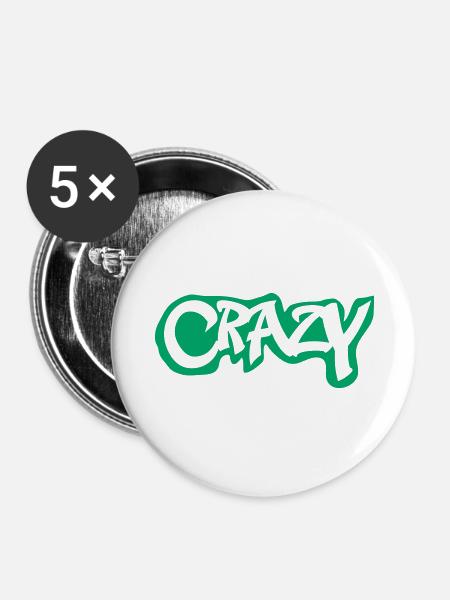 crazy - Buttons groß 56 mm (5er Pack) - Weiß