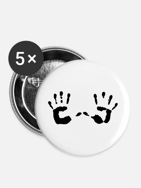Hände - Hand - Buttons groß 56 mm (5er Pack) - Weiß