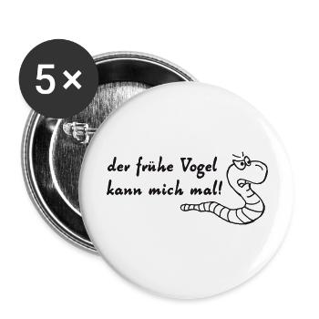 der frühe vogel - Buttons groß 56 mm (5er Pack) - Weiß - Vorne