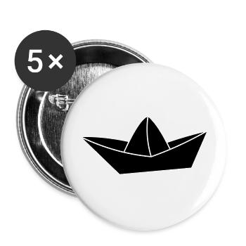 Papierschiff, paper ship - Buttons groß 56 mm (5er Pack) - Weiß - Vorne