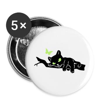 Panther auf Ast - Buttons groß 56 mm (5er Pack) - Weiß - Vorne