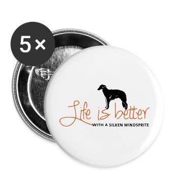 Life is better - Silken - Buttons large 2.2''/56 mm (5-pack) - white - Front