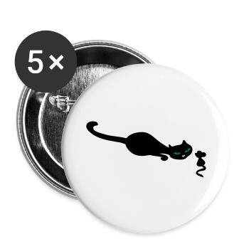 Chat rétro et la souris - Lot de 5 grands badges (56 mm) - blanc - Devant