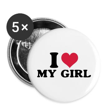 i love my girl - Buttons large 2.2''/56 mm (5-pack) - white - Front