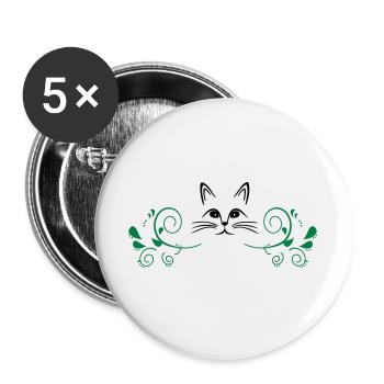 Cat between garlands - Buttons large 2.2''/56 mm (5-pack) - white - Front