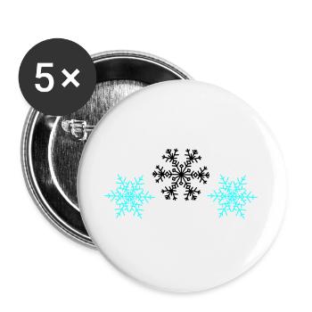 Schneeflocken - Buttons groß 56 mm (5er Pack) - Weiß - Vorne