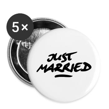 just married 1C - Buttons groß 56 mm (5er Pack) - Weiß - Vorne