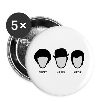 Chapeau Melon (S-05-P-JS-MG) - Lot de 5 grands badges (56 mm) - blanc - Devant