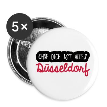 Ohne dich Düsseldorf - Buttons groß 56 mm (5er Pack) - Weiß - Vorne