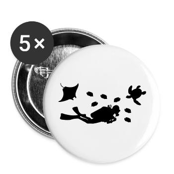taucher - Buttons groß 56 mm (5er Pack) - Weiß - Vorne