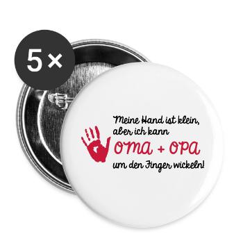 Oma+Opa_v2 - Buttons groß 56 mm (5er Pack) - Weiß - Vorne