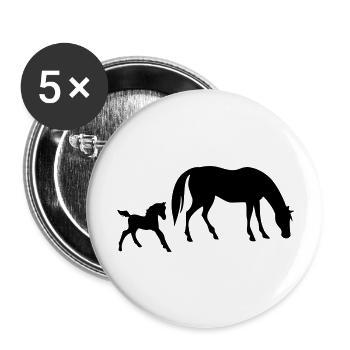 Pferd - Buttons groß 56 mm (5er Pack) - Weiß - Vorne
