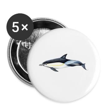 Dauphin commun - Dauphin commun - Delfin commun - Lot de 5 grands badges (56 mm) - blanc - Devant