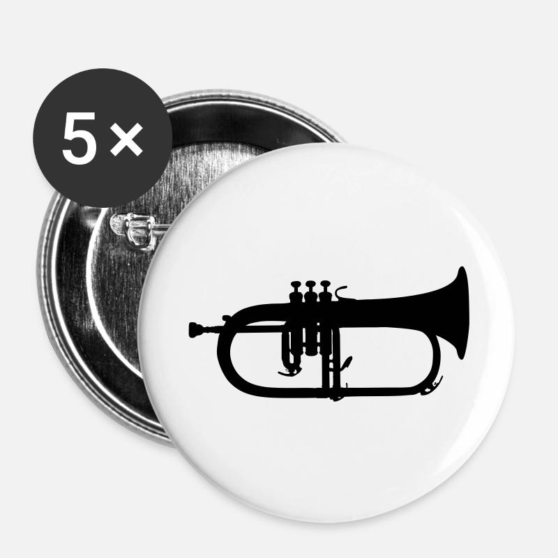 music trumpet brass - Buttons large 2.2''/56 mm (5-pack) - white