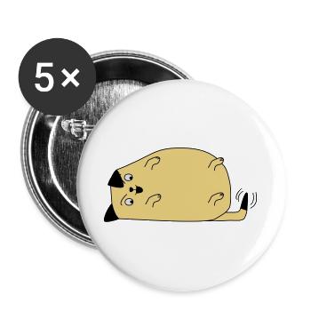 Hund schaut auf den Schwanz - Buttons groß 56 mm (5er Pack) - Weiß - Vorne