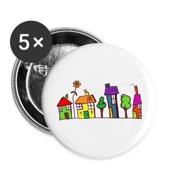 building house homes architektur haus gebaeude293 - Buttons groß 56 mm (5er Pack) - Weiß - Vorne