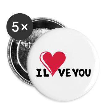I LOVE YOU - Romance - Valentine's Day - Heart - - Buttons large 2.2''/56 mm (5-pack) - white - Front