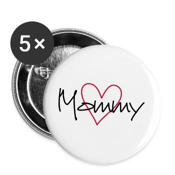 Mommy Herz Geschenk Partnerlook - Buttons groß 56 mm (5er Pack) - Weiß - Vorne