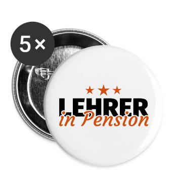 Lehrer Pension Ruhestand Rente Geschenk - Buttons groß 56 mm (5er Pack) - Weiß - Vorne