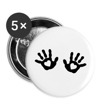 Bébé mains - cœur - Lot de 5 grands badges (56 mm) - blanc - Devant