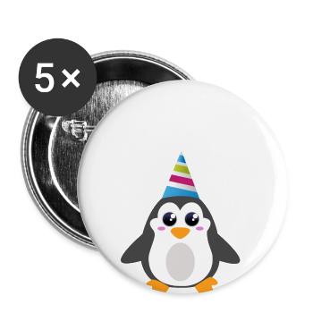 Pinguin - Buttons groß 56 mm (5er Pack) - Weiß - Vorne