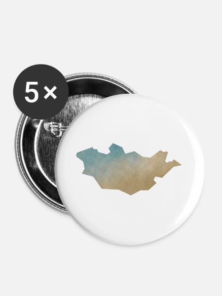 Mongolia - Buttons groß 56 mm (5er Pack) - Weiß