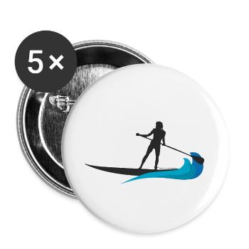 Stand up Paddle Shirt & cadeau SUP Board - Lot de 5 grands badges (56 mm) - blanc - Devant