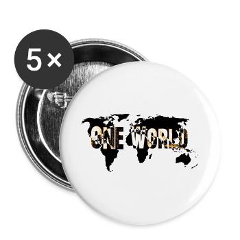 One World - Orange - Buttons large 2.2''/56 mm (5-pack) - white - Front