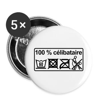 100% celibataire - Lot de 5 grands badges (56 mm) - blanc - Devant