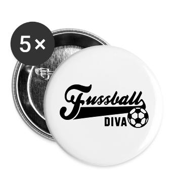 Fussball DIVA - Buttons groß 56 mm (5er Pack) - Weiß - Vorne