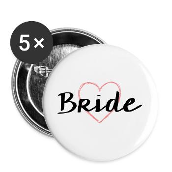 Bride heart bachelor party wedding - Buttons large 2.2''/56 mm (5-pack) - white - Front