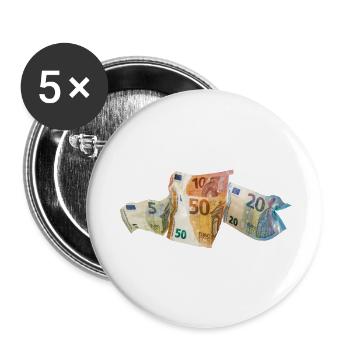 Euro-Geldscheine - Buttons groß 56 mm (5er Pack) - Weiß - Vorne