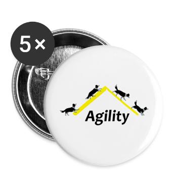 Agility 4x Border Collie - Buttons groß 56 mm (5er Pack) - Weiß - Vorne
