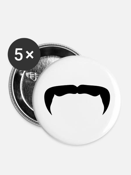 Hipster-Schnurrbart Schnurrbart Bart beard12 - Buttons groß 56 mm (5er Pack) - Weiß