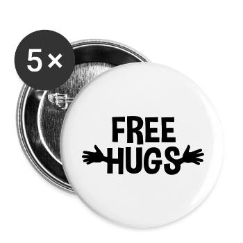 free hugs - Buttons groß 56 mm (5er Pack) - Weiß - Vorne
