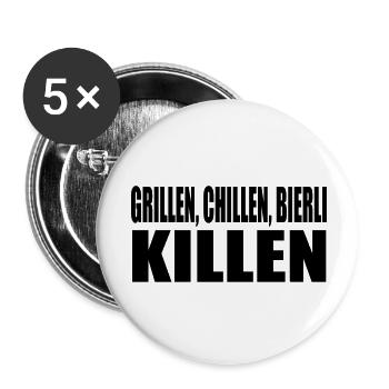 barbecue froid kill Bierli - Lot de 5 grands badges (56 mm) - blanc - Devant